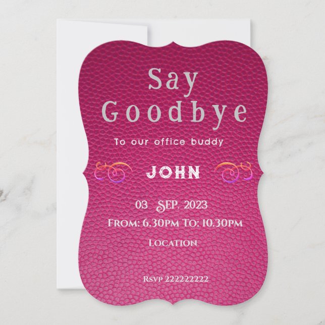 Invitation d'adieu (Devant)