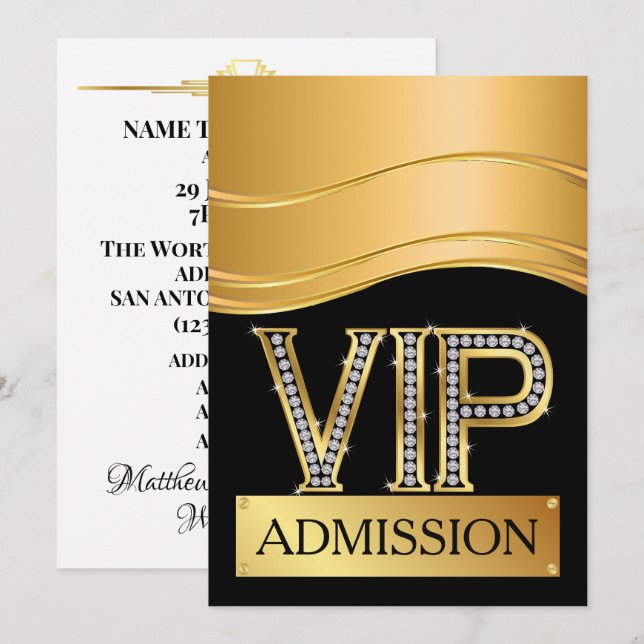 Invitation d'admission VIP (Devant / Derrière)