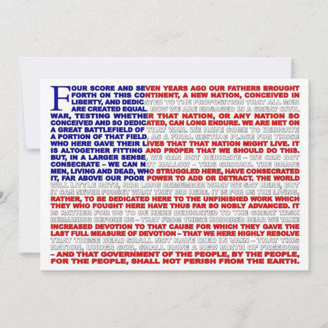 Invitation d'adresse de Gettysburg (Devant)