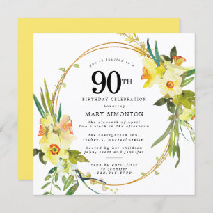 Invitation Daffodile jaune Boho rustique 90e anniversaire