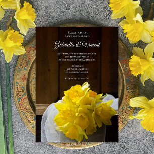 Invitation Daffodils rustiques Grange Bois Pays Printemps Mar
