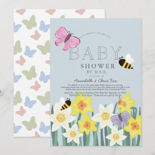 Invitation Daffodique papillon abeille Baby shower floral par