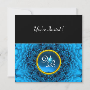 Invitation DAHLIA BLEU, AQUAMARINE, noir jaune vif