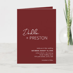 Invitation Dahlia Burgundy Contemporain Mariage moderne