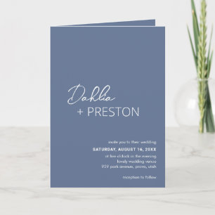 Invitation Dahlia Dusty Bleu Contemporain Mariage moderne