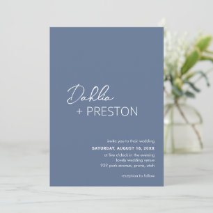 Invitation Dahlia Dusty Bleu Contemporain Mariage moderne