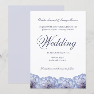 Invitation Dahlia Fleurs Blanches Lilac Élégant Mariage Flora