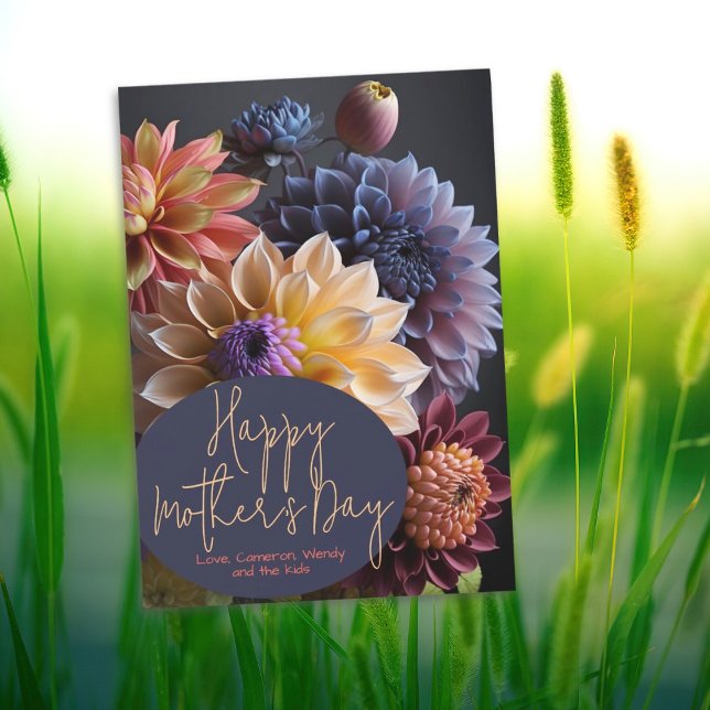 Invitation Dahlia Flowers Happy Mothers Day Card (Créateur téléchargé)