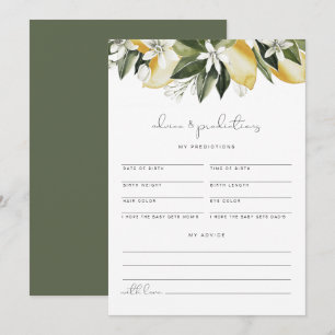 Invitation DAHLIA Lemon Baby Advice and Predictions Card