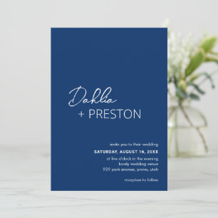 Invitation Dahlia Marine Bleu Contemporain Mariage moderne