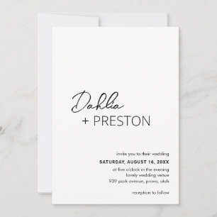 Invitation Dahlia Noir et blanc Contemporain Mariage moderne