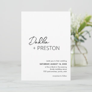 Invitation Dahlia Noir et blanc Contemporain Mariage moderne