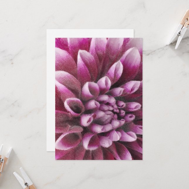 Invitation Dahlia rose (Devant/Arrière en situation)