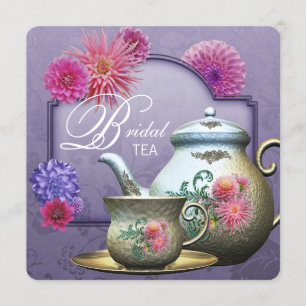 Invitation Dahlia Rose Violet Mariage Tea Shower