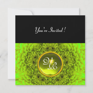 Invitation DAHLIA VERT, TOPAZE, vert noir jaune vif