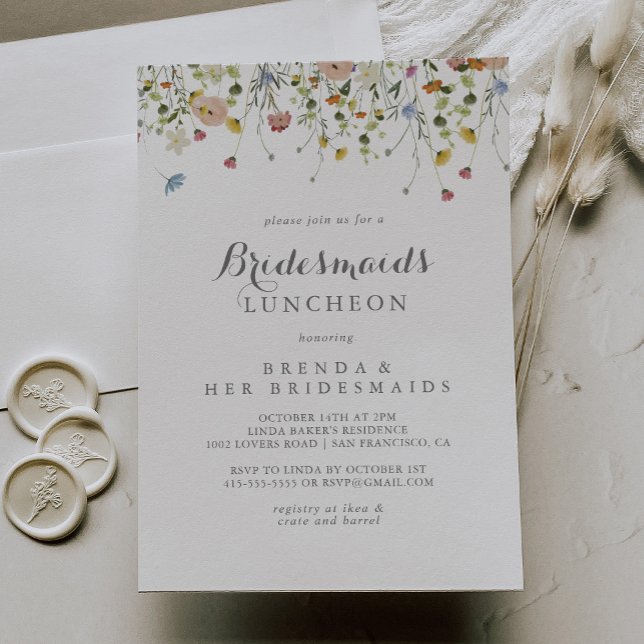Invitation Dainty colorée Wild Bridesmaids Luncheon Douche (Créateur téléchargé)