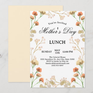 Invitation Dainty Fleur sauvage White Mère's Day Lunch