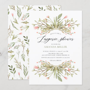 Invitation Dainty Rose Floral Vert Bridal Lingerie Douche