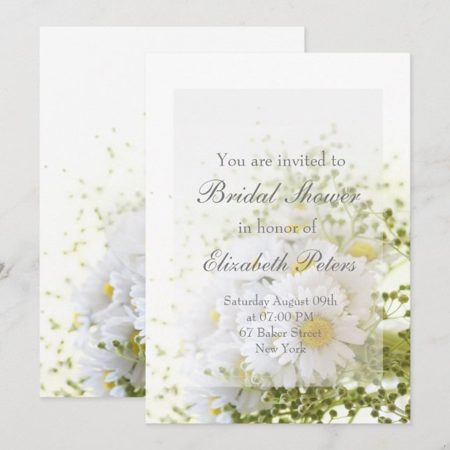 Invitation Daisées en Amour - Fête des mariées de bouquet mod (Devant / Derrière)