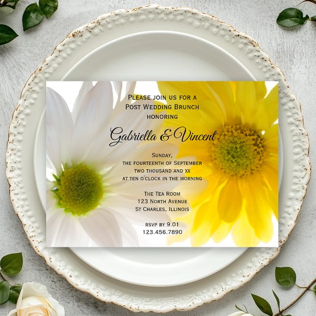 Invitation Daisies jaunes et blancs Brunch d'après mariage (Créateur téléchargé)