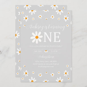 Invitation Daisy 1er anniversaire Grey