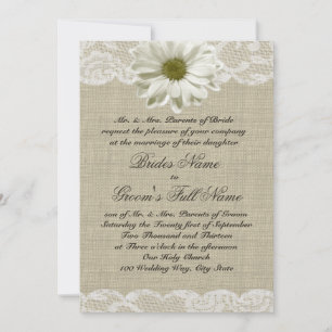 Invitation Daisy and Lace Country Burlap Mariage