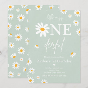 Invitation Daisy Anniversaire Fête Bohmian Little Miss Oneder