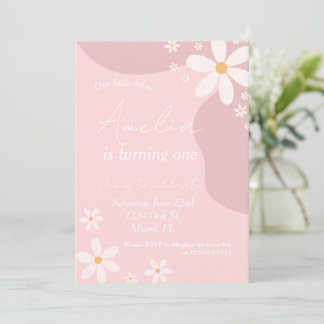 Invitation Daisy Anniversaire Retro Pink Bohemian Anniversair
