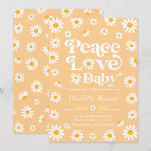 Invitation Daisy Baby shower Bohême Peace Love Baby shower 
