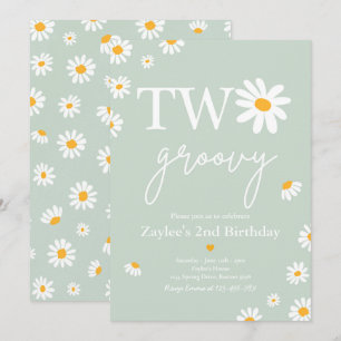 Invitation Daisy Birthday Party Boho Deux Super 2e anniversai
