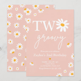 Invitation Daisy Birthday Party Boho Deux Super 2e anniversai