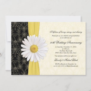 Invitation Daisy Black Jaune, Ivoirienne Anniversaire Invitat