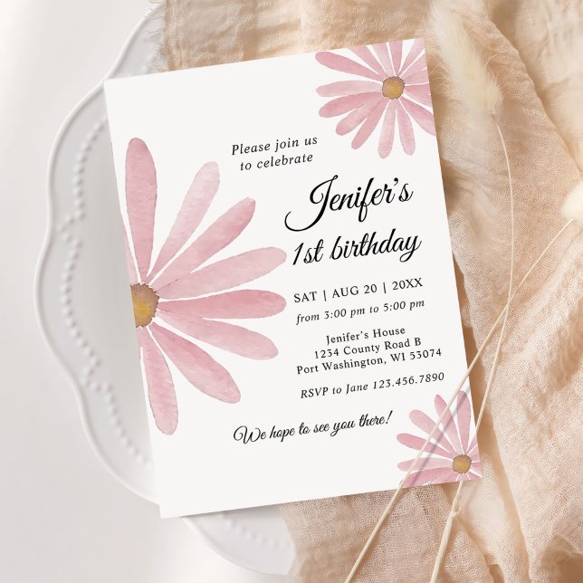 Invitation Daisy Bohmian Fille 1er fête d'anniversaire (Créateur téléchargé)