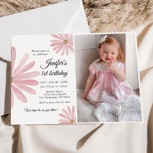 Invitation Daisy Bohmian Girl 1er anniversaire de fête Photo
