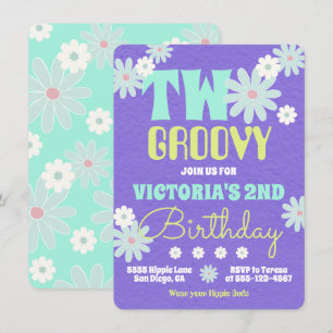 Invitation Daisy Boho Super Hippie Anniversaire Fête Invitati