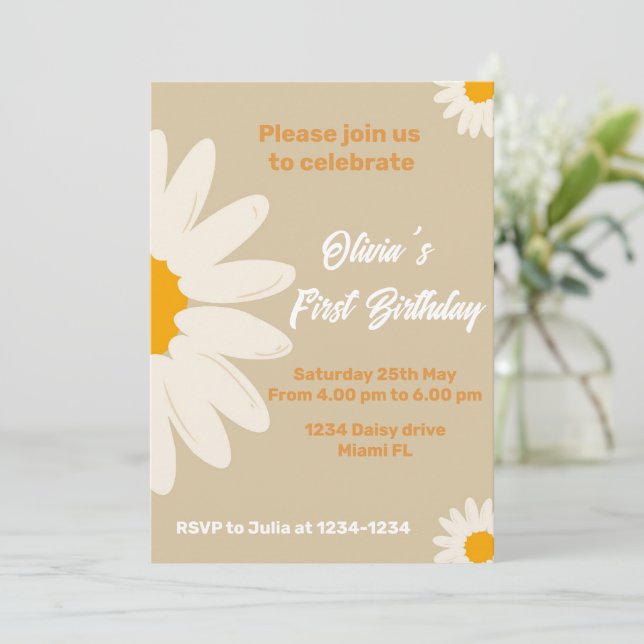 Invitation Daisy  carte d'anniversaire de margueri (Debout devant)