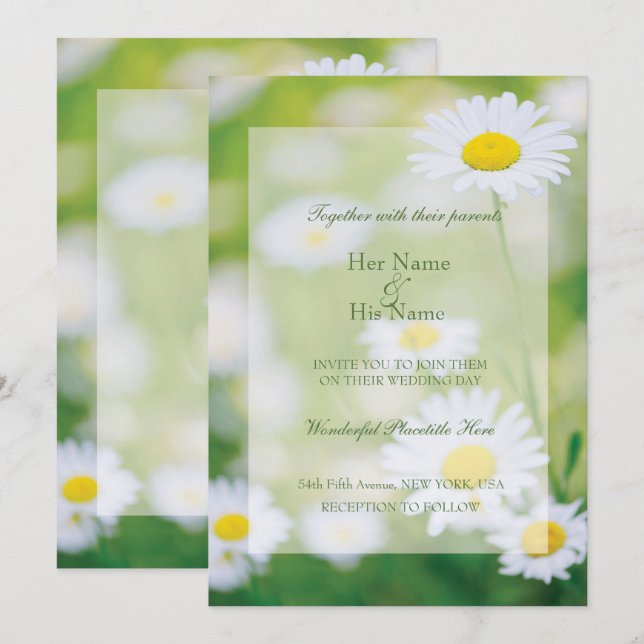 Invitation Daisy Daisies Fleur Floral Mariage d'été (Devant / Derrière)