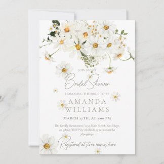 Invitation Daisy Elegant Wildflower Modern Bridal Shower