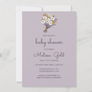 Invitation Daisy Fleur sauvage Bouquet BABY SHOWER PERSONNALI