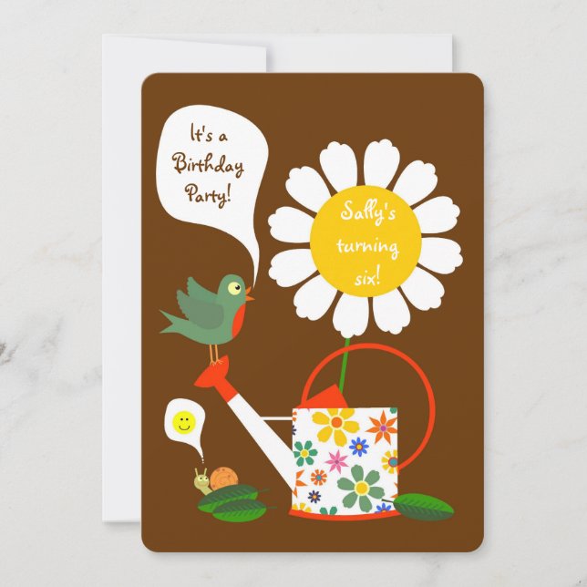 Invitation Daisy Flower Garden Girl Anniversaire Fête Invitat (Devant)