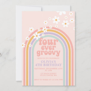 Invitation Daisy Four Ever Super Pastel arc-en-ciel 4e annive