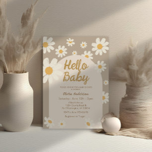 Invitation Daisy Hello Baby Retro Baby Shower