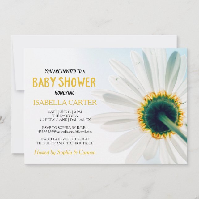 Invitation Daisy | Jaune | Baby Shower (Devant)