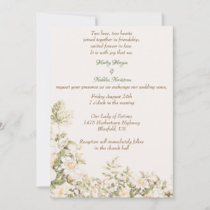 Invitation Daisy, Lily de la Vallée sur Ecru Mariage
