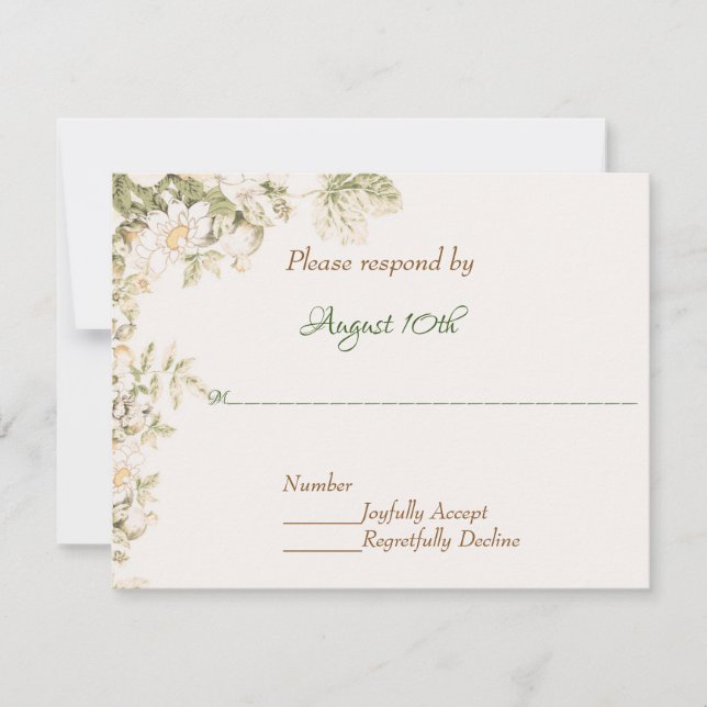 Invitation Daisy, Lily de la Vallée sur Ecru Wedding RSVP (Devant)