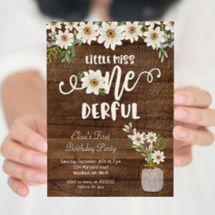 Invitation Daisy Little Miss ONE anniversaire délirant 