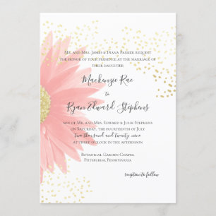 Invitation Daisy Love Pink Garden Mariage