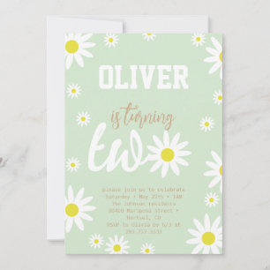 Invitation Daisy Neutre Genre 2e fête d'anniversaire Boho Bla