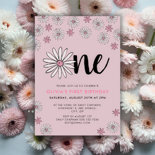 Invitation Daisy One Floral 1er Anniversaire