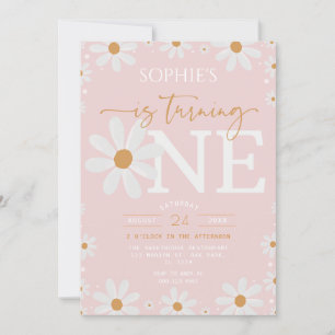 Invitation Daisy One Floral Boho 1er Anniversaire